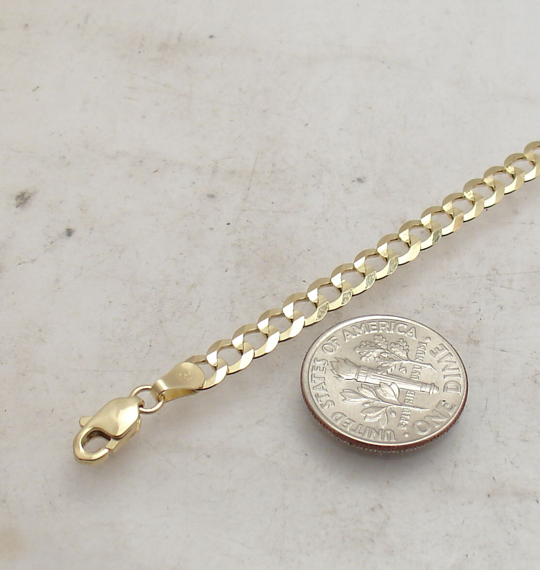 4.7mm Curb Cuban Link Chain Bracelet Real Solid 10K Yellow Gold ALL SIZES