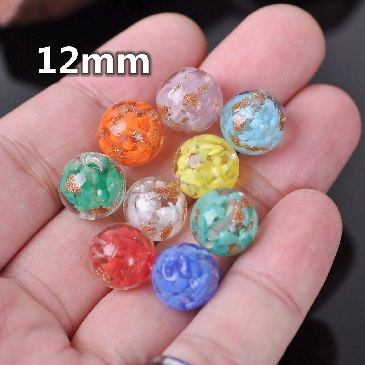5pcs 12~20mm Round Lampwork Glass Charms Loose Craft Beads Jewelry Findings DIY