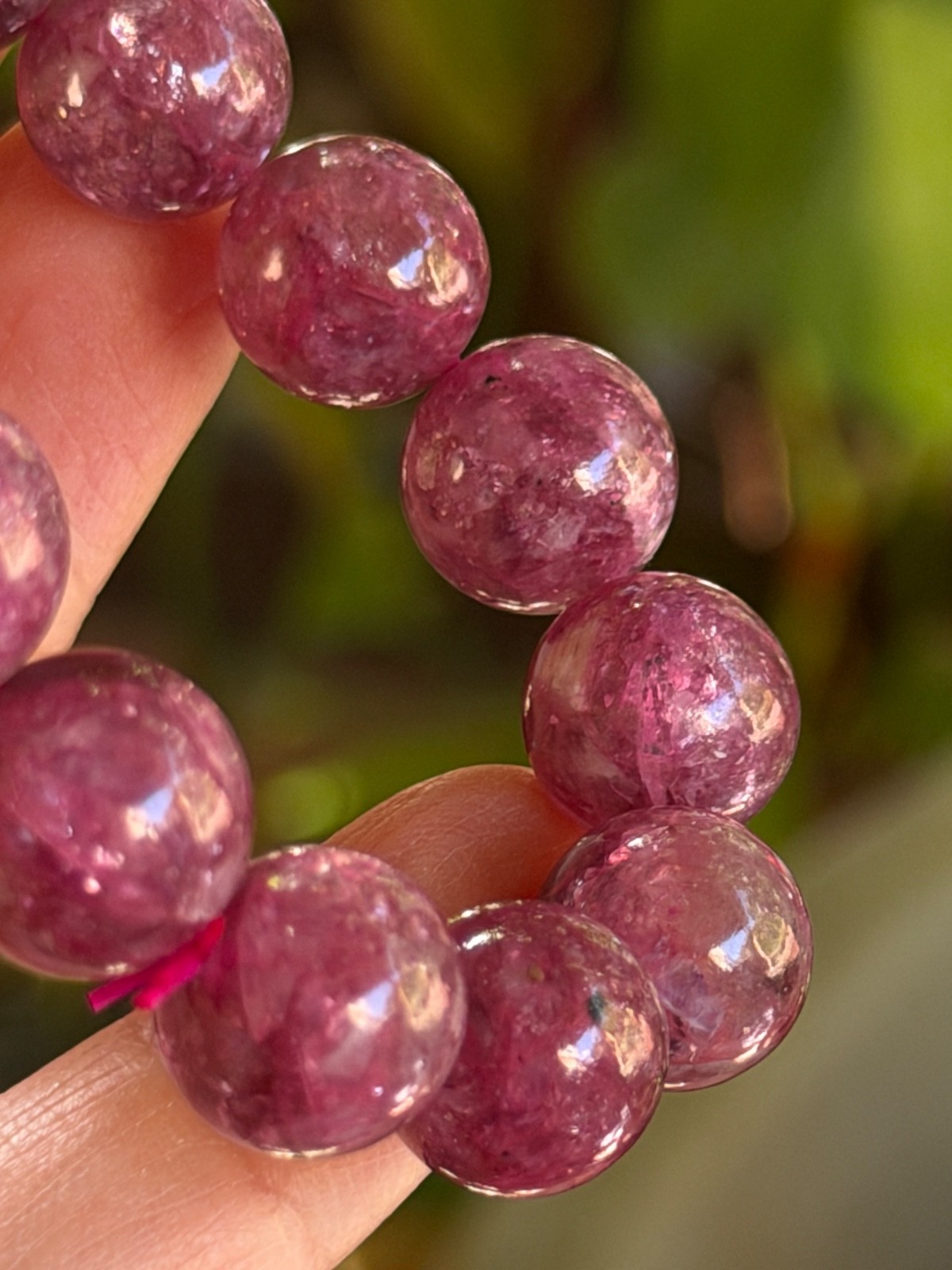 Pink Mica Bead Bracelet Dark Pink Mica Natural Crystal Gemstone 11mm
