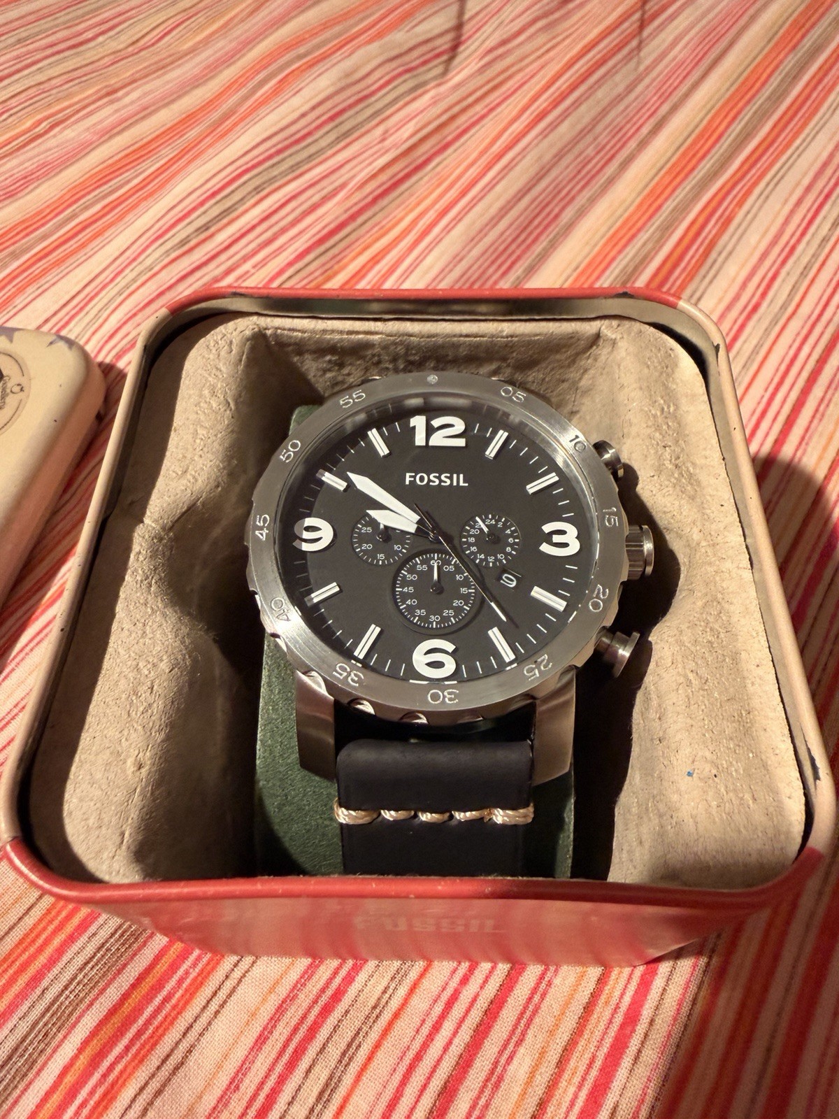 Fossil Nate JR1355 Chronograph Brown Wood-Dial – MINT