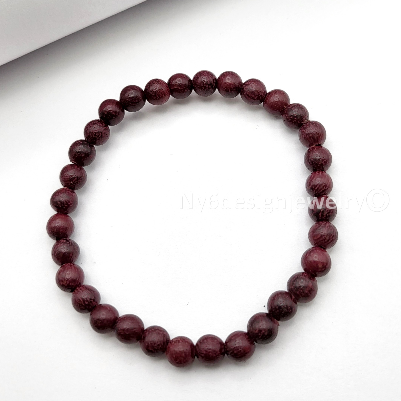 Burgundy Red Wood Natural Wood Bead Bracelet Wooden Beaded Bracelet 2 Sizes