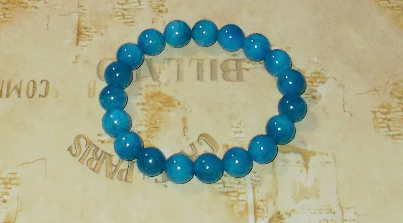 New Blue Apatite Gemstone Bracelet Stretchy Handmade Manifestation crystal 10mm