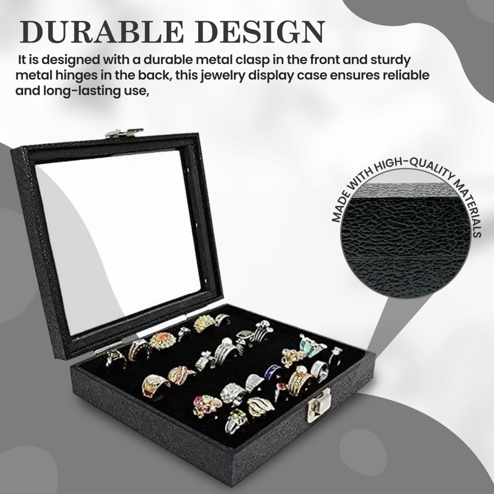 Novel Box Black Velvet Half Size 36 Ring Jewelry Tray Foam Jewelry Tray Insert