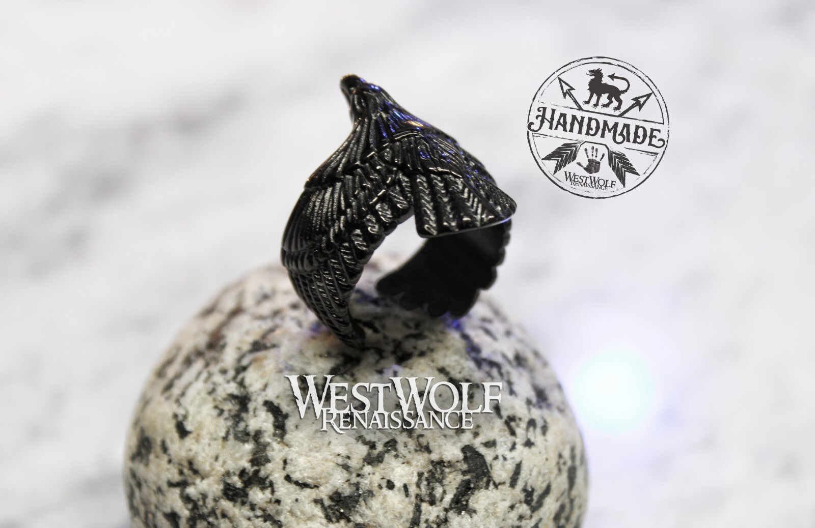 Viking Flying Raven Ring Black Stainless Steel – US Sizes 6/7/8/9/10/11/12/13/14