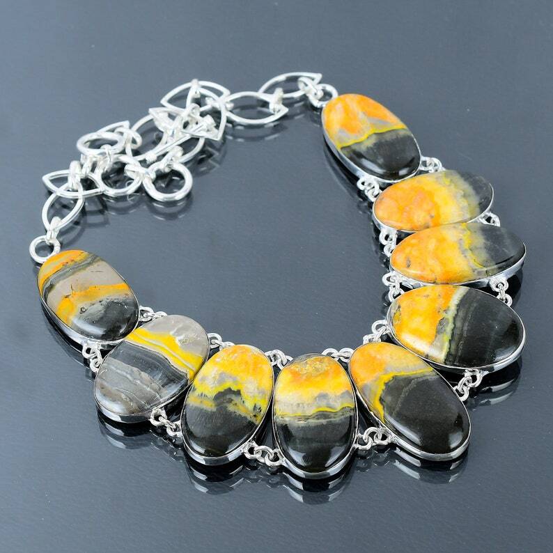 Bumble Bee Necklace 925 Sterling Silver Bumble Bee Handmade Gemstone Necklace