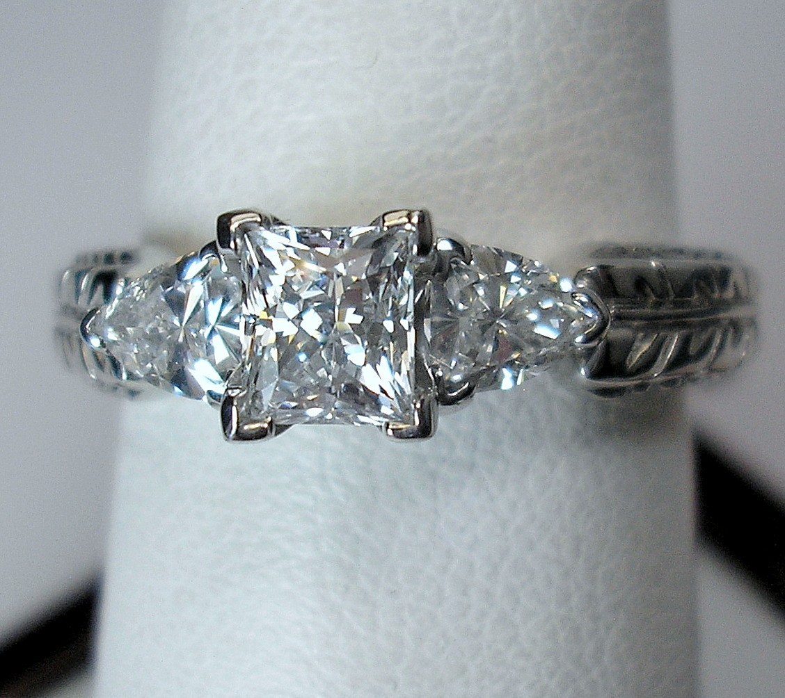 0.57 ct Princess Ct 1.01 ctw Natural Diamonds 14K White Wed Set Was $4,595 Video