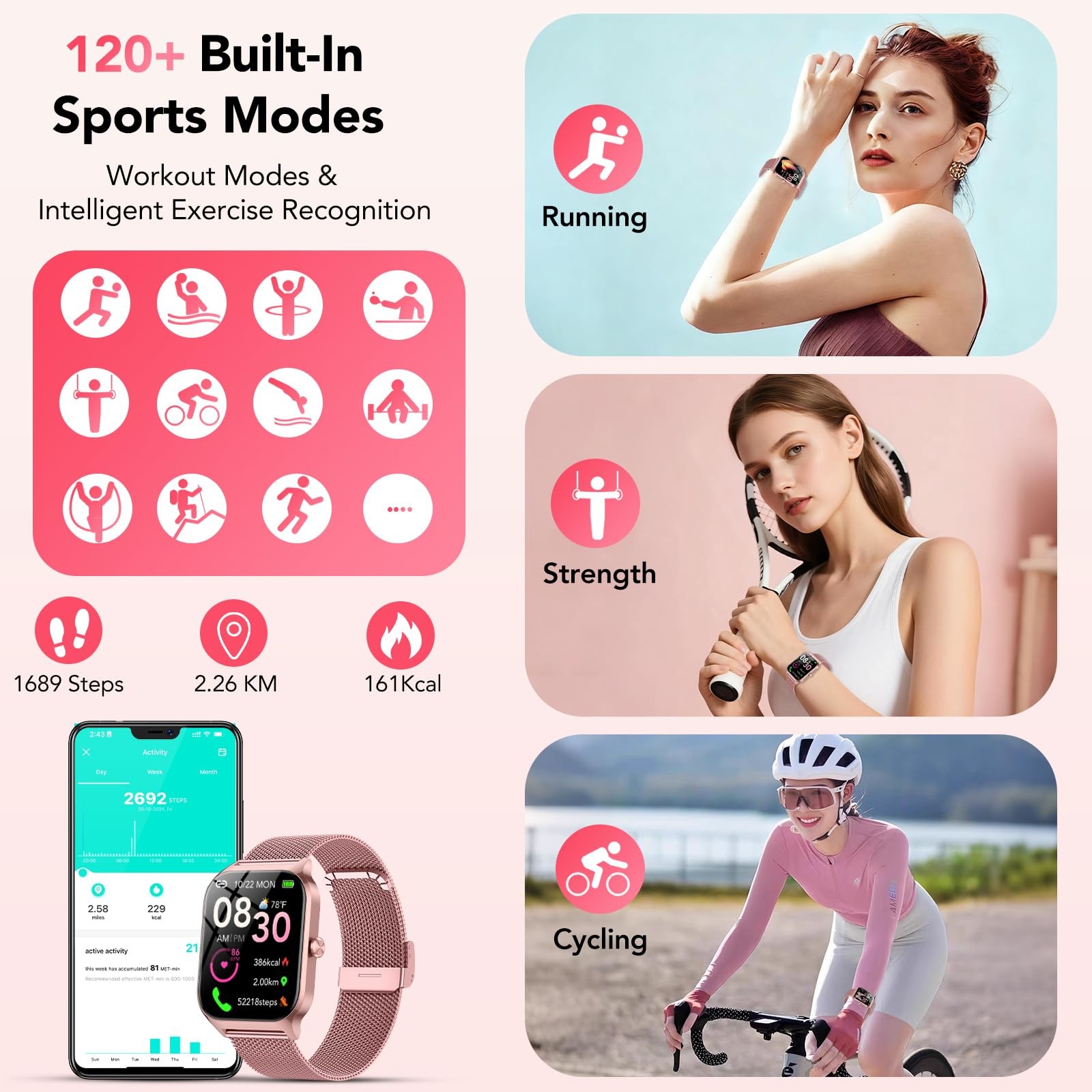 Smart Watch 1.85 Inch HD Fitness Tracker Heart Rate Sleep Monitor Waterproof…