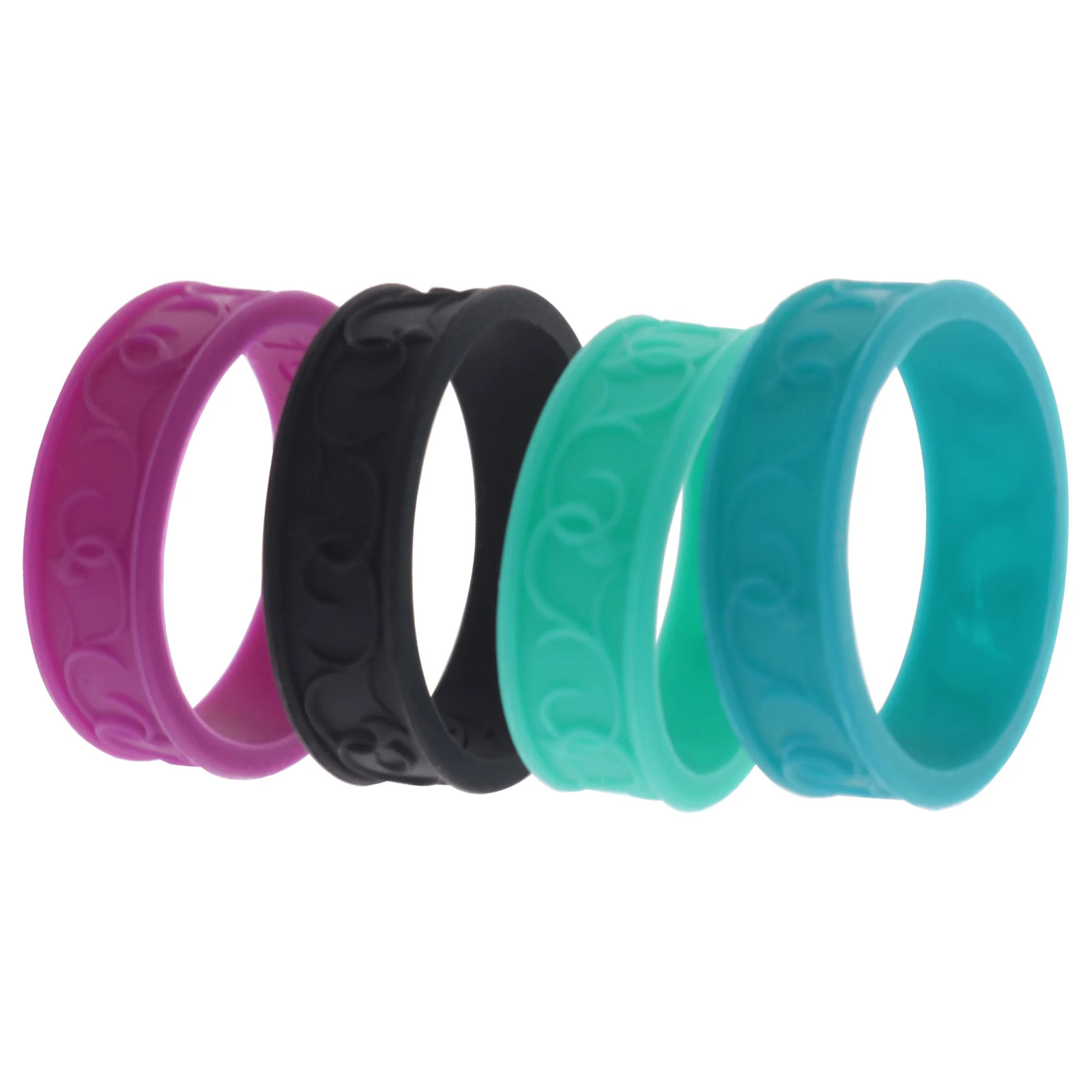 Silicone Wedding Flower Ring Set – MultiColor by ROQ for Women – 4 x 10 mm Ring