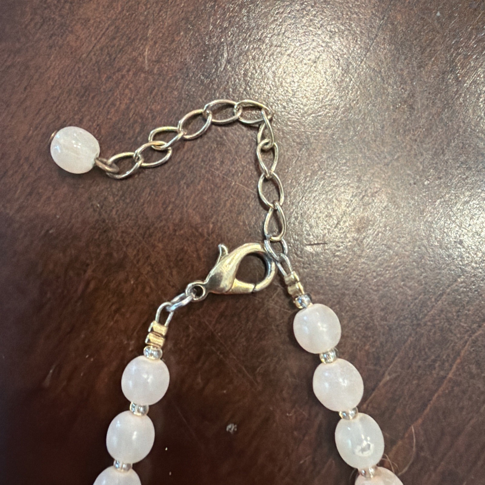 Vintage White Lucite Beaded Necklace Graduated Round Strand Mid Century Mod 18”