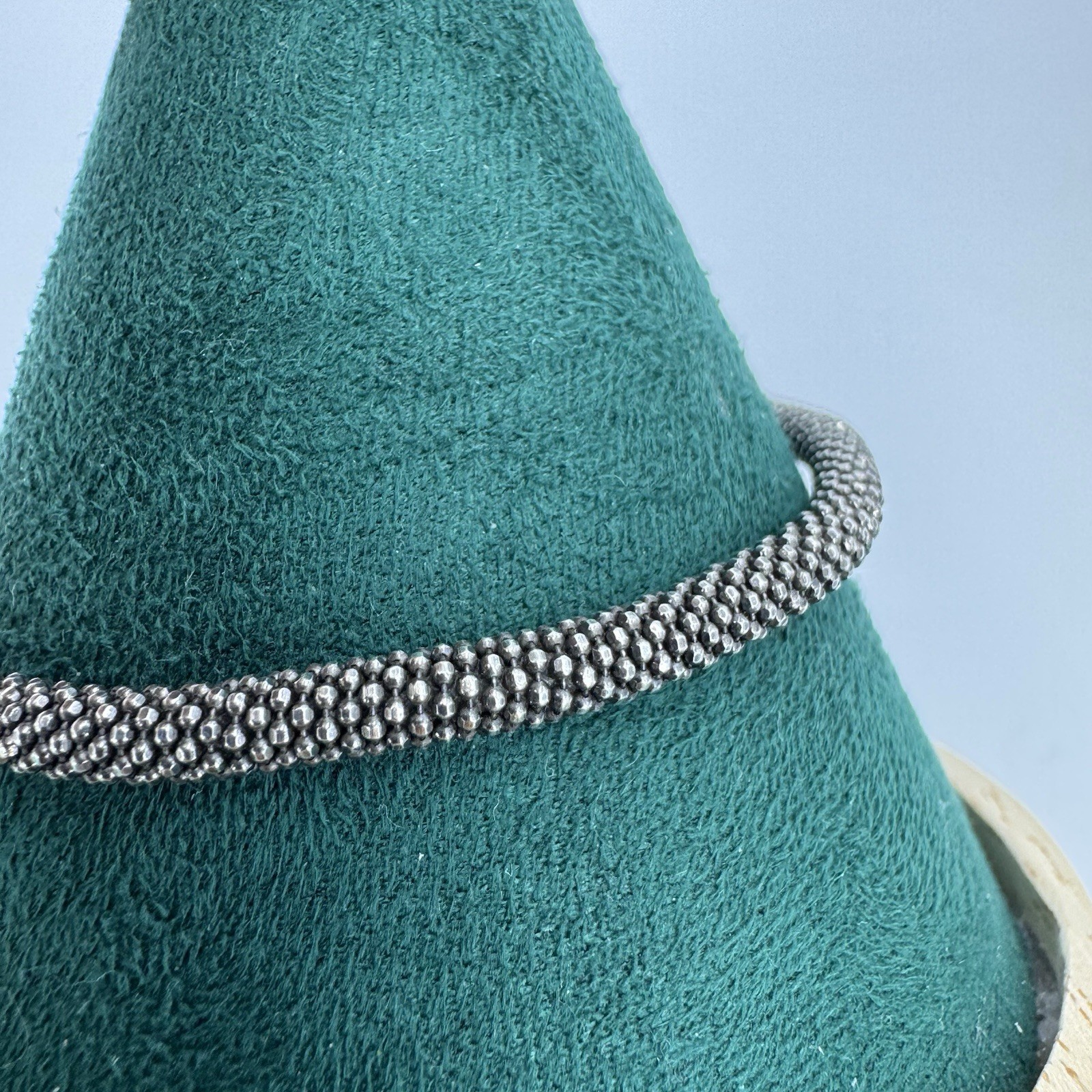 925 sterling silver bracelet ball beaded chain magnetic clasp 18.5cm