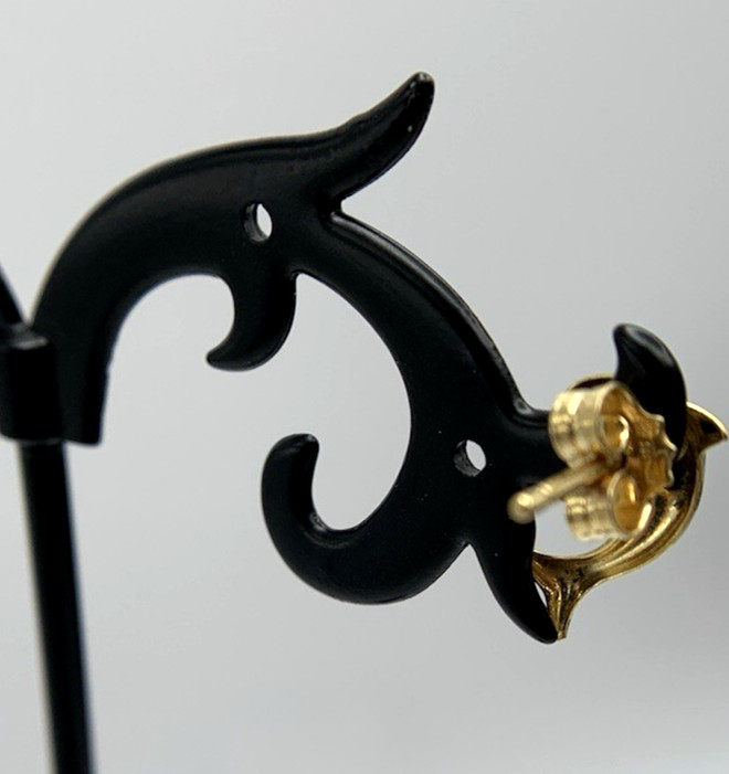 18k .750 Gold DOLPHIN Earrings,12.6mm x 8.4, 1.1g, Signed AR 348, FREEgfBx($5