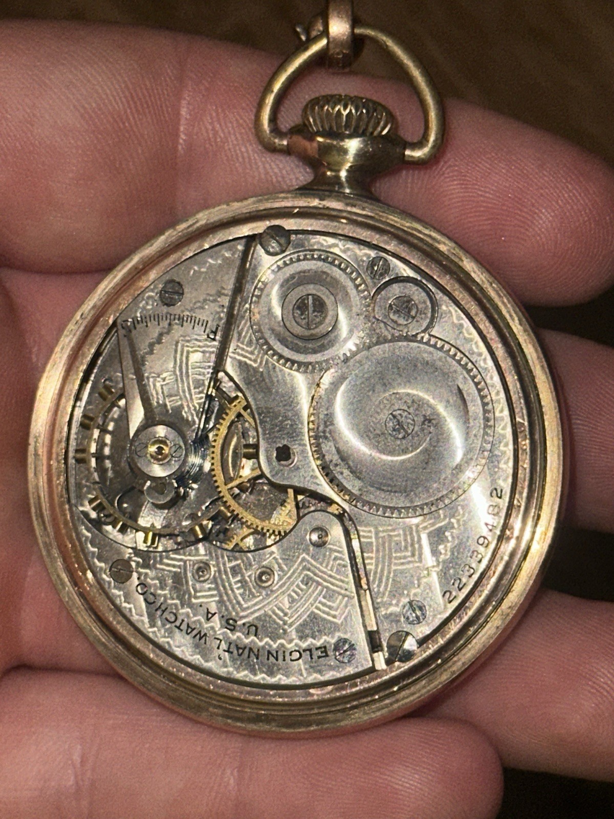 1927 Elgin 16s 7j Gold Filled Pocket Watch Grade 291 W/mustard Seed Charm & Chai