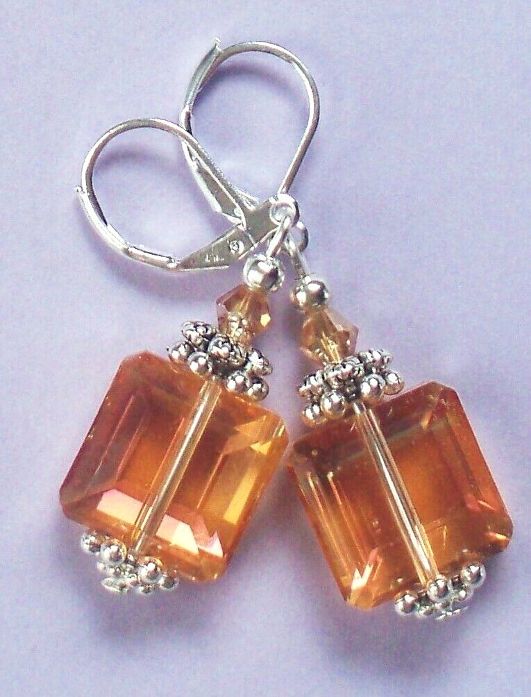 colorized CRYSTAL drops Lever back handcrafted YOU CHOOSE XX