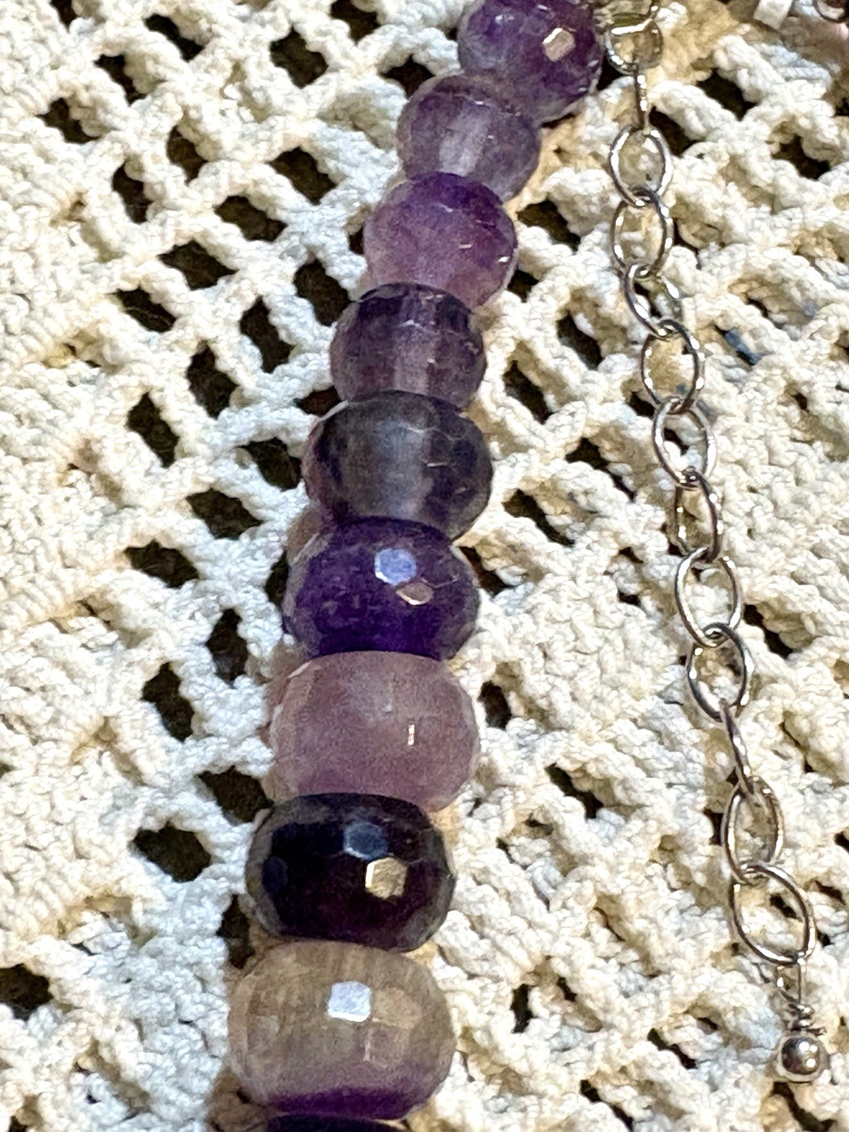 Vintage Sterling Silver Large Faceted Shades of Amethyst Graduated FAS NWTS