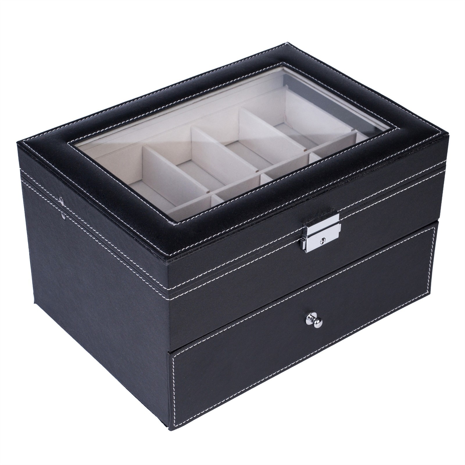 “US Stock 20 Compartments Dual Layers Elegant Wooden Watch Collection Box “