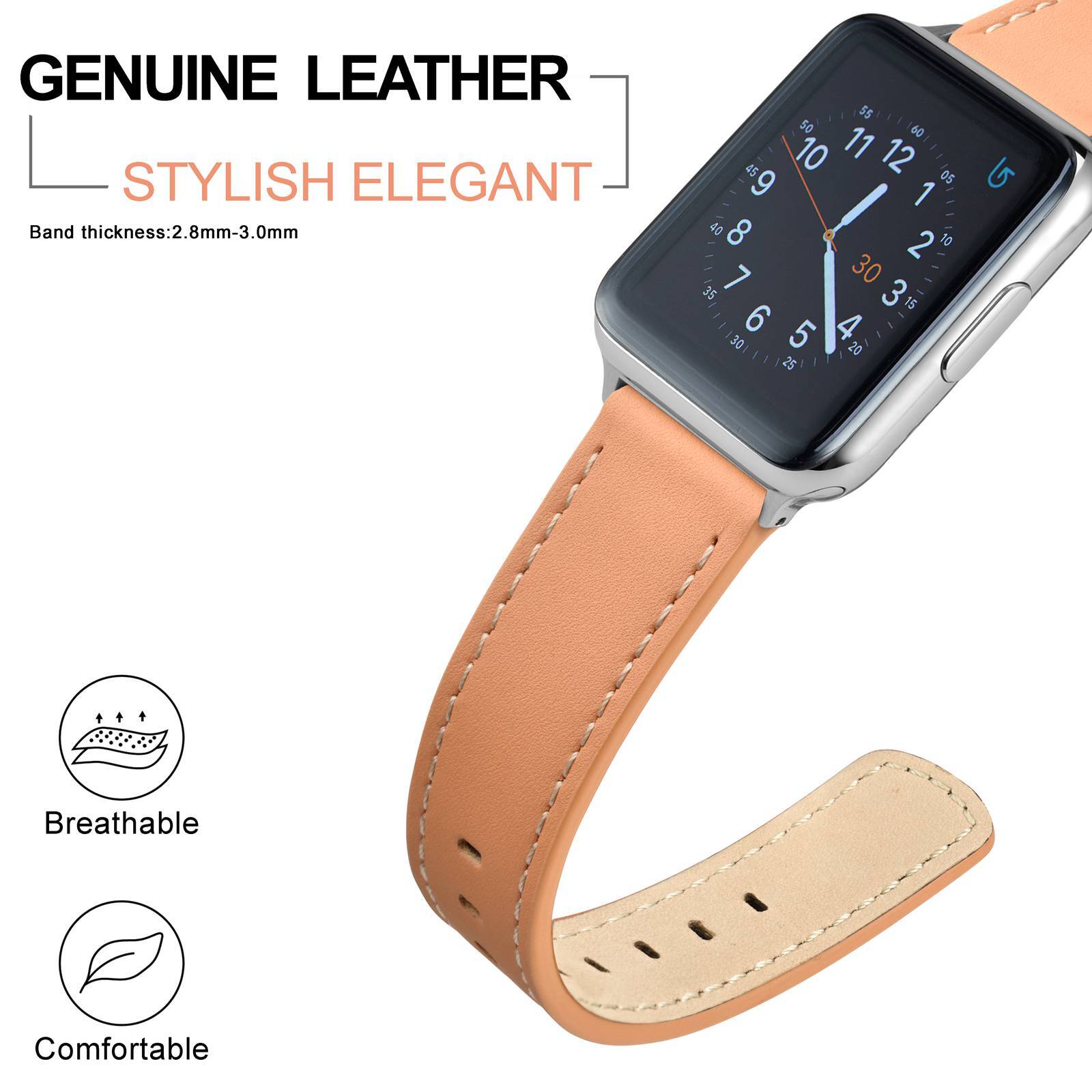 ANNEFIT Genuine Leather Watch Band 18mm 19mm 20mm 21mm 22mm Quick Release