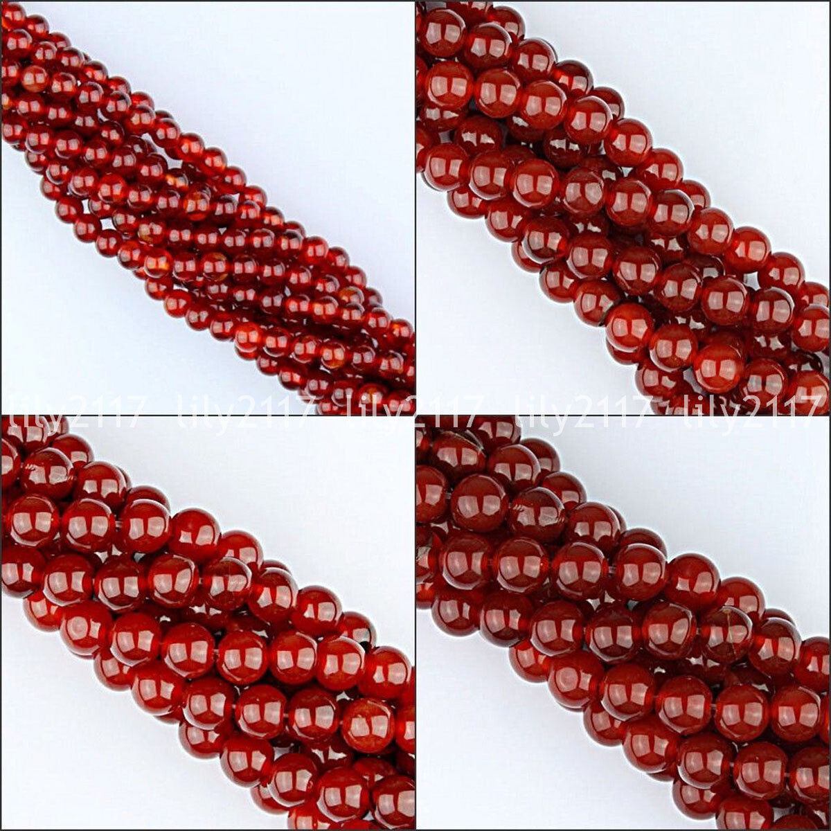 Natural 4/6/8/10/12mm Red Agate Black Onyx Round Ball Gemstone Loose Beads 15”