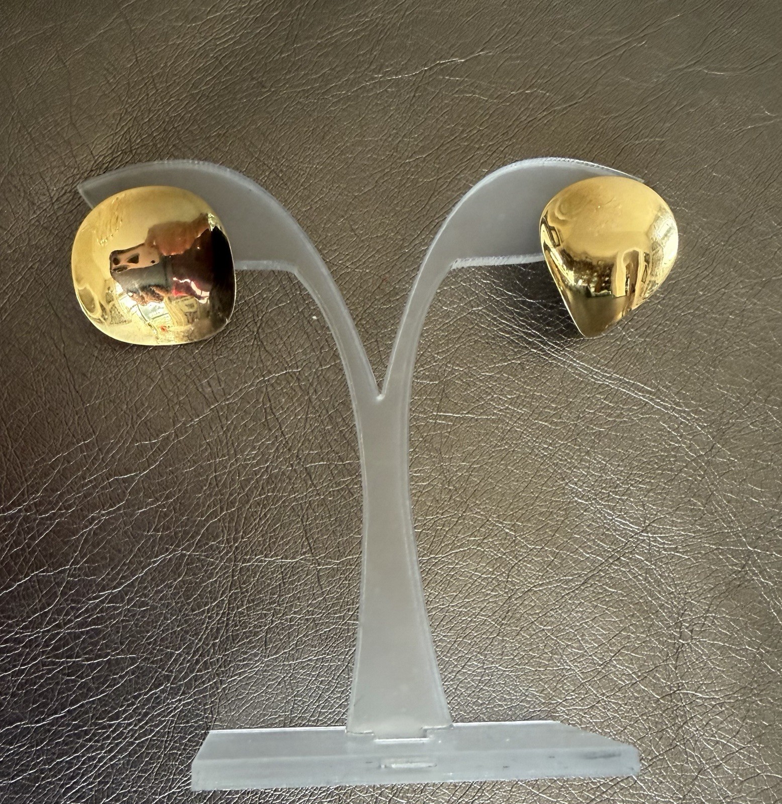 Vintage Solid 14k Gold Round Disc Stud Button Earrings 2.10g 21mm approx 1 inch