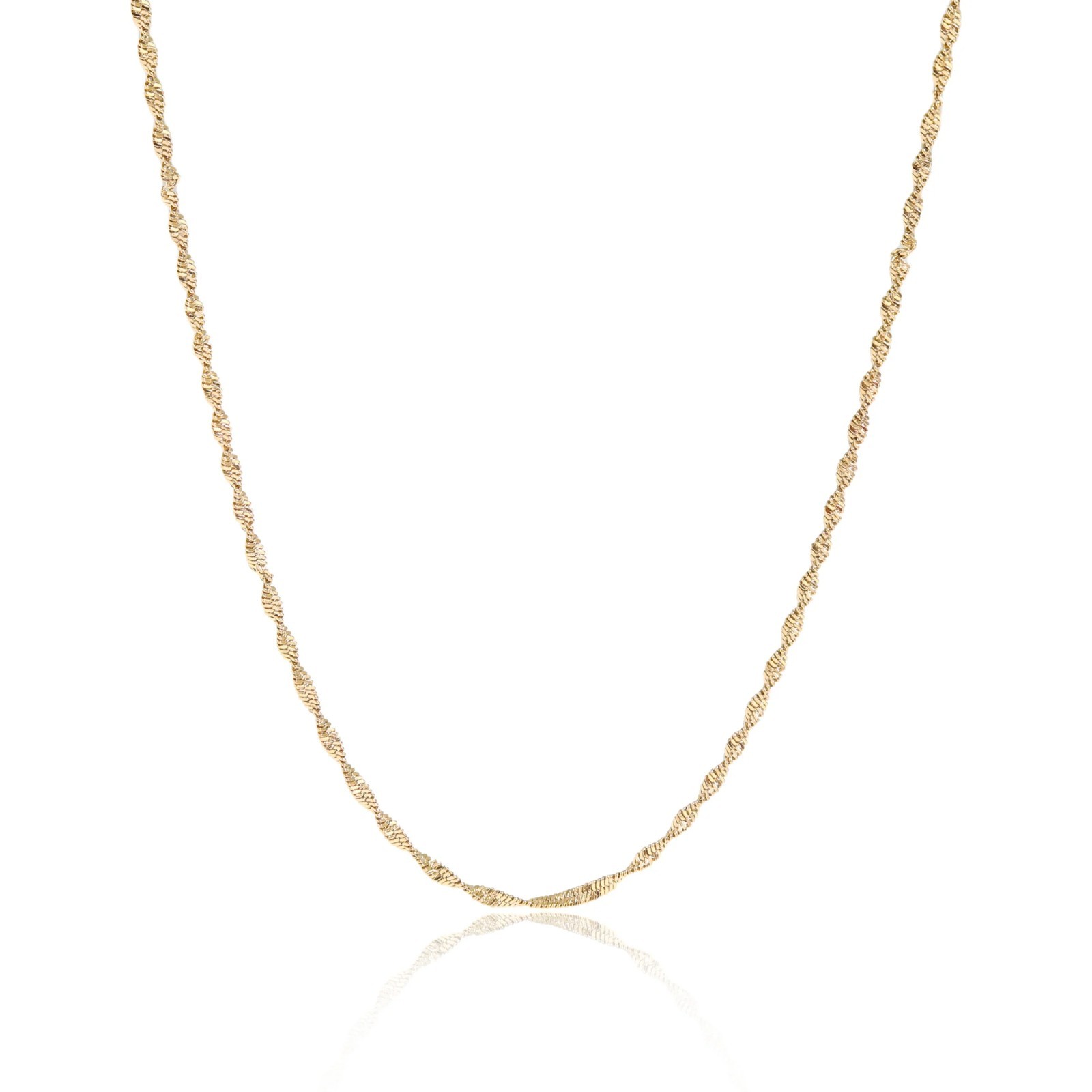 18K Gold PVD Singapore Twist Chain Necklace Waterproof Tarnish Free