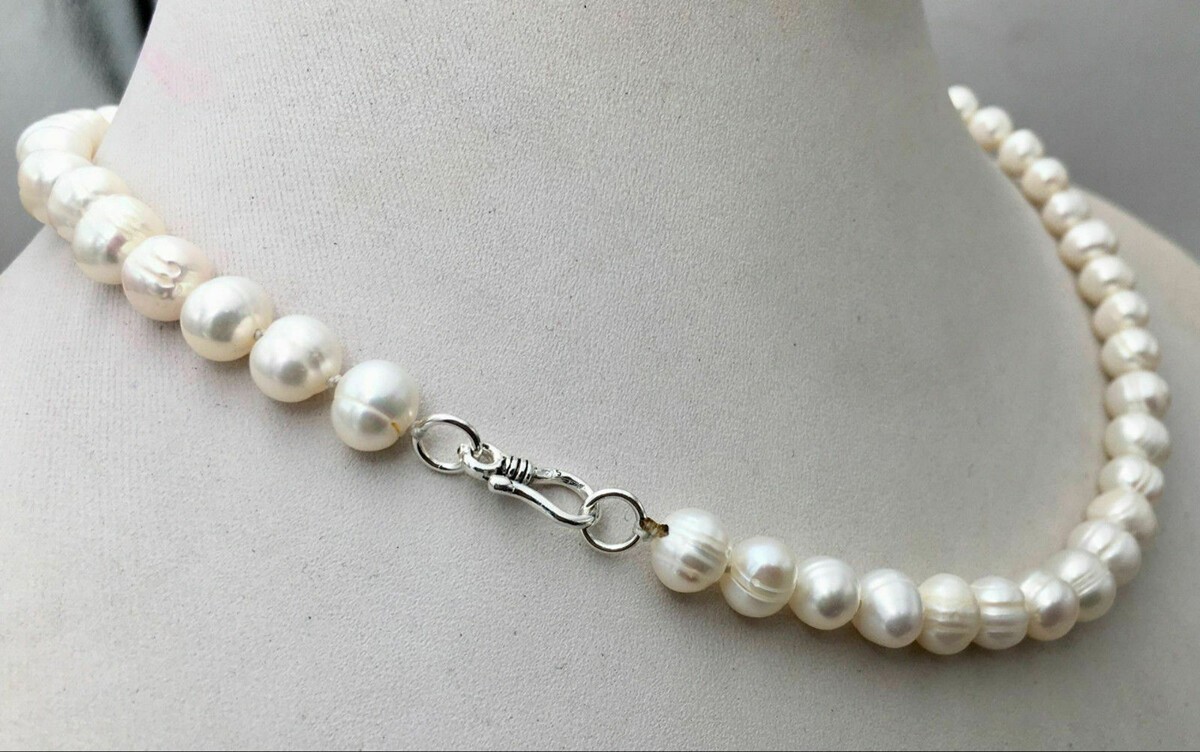 Natural White 7-10mm Akoya Freshwater Pearl Necklace 14-50” 925 Silver Clasp
