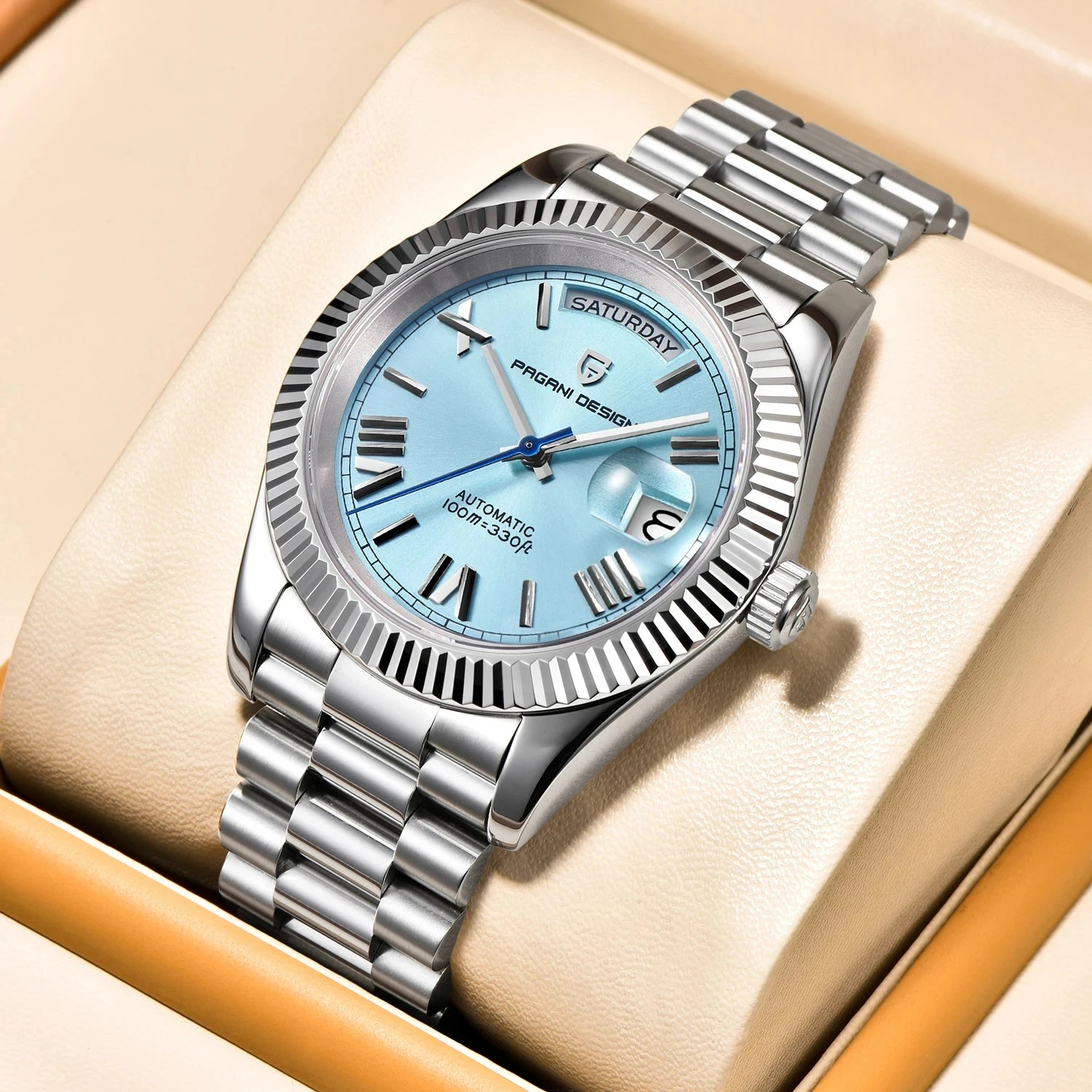 PAGANI DESIGN PD1752 Sky Blue Dial Automatic Stainless Steel Luxury Men’s Watch