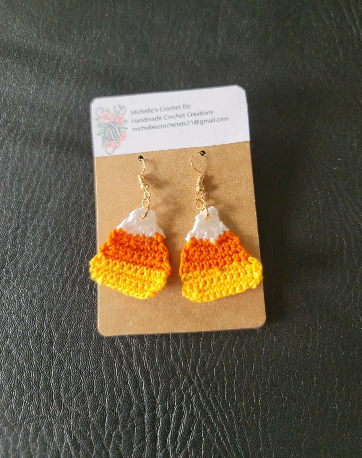 Crochet Earrings Blue Brown Green Eyeballs Apples Pumpkins Candy Corn Handmade