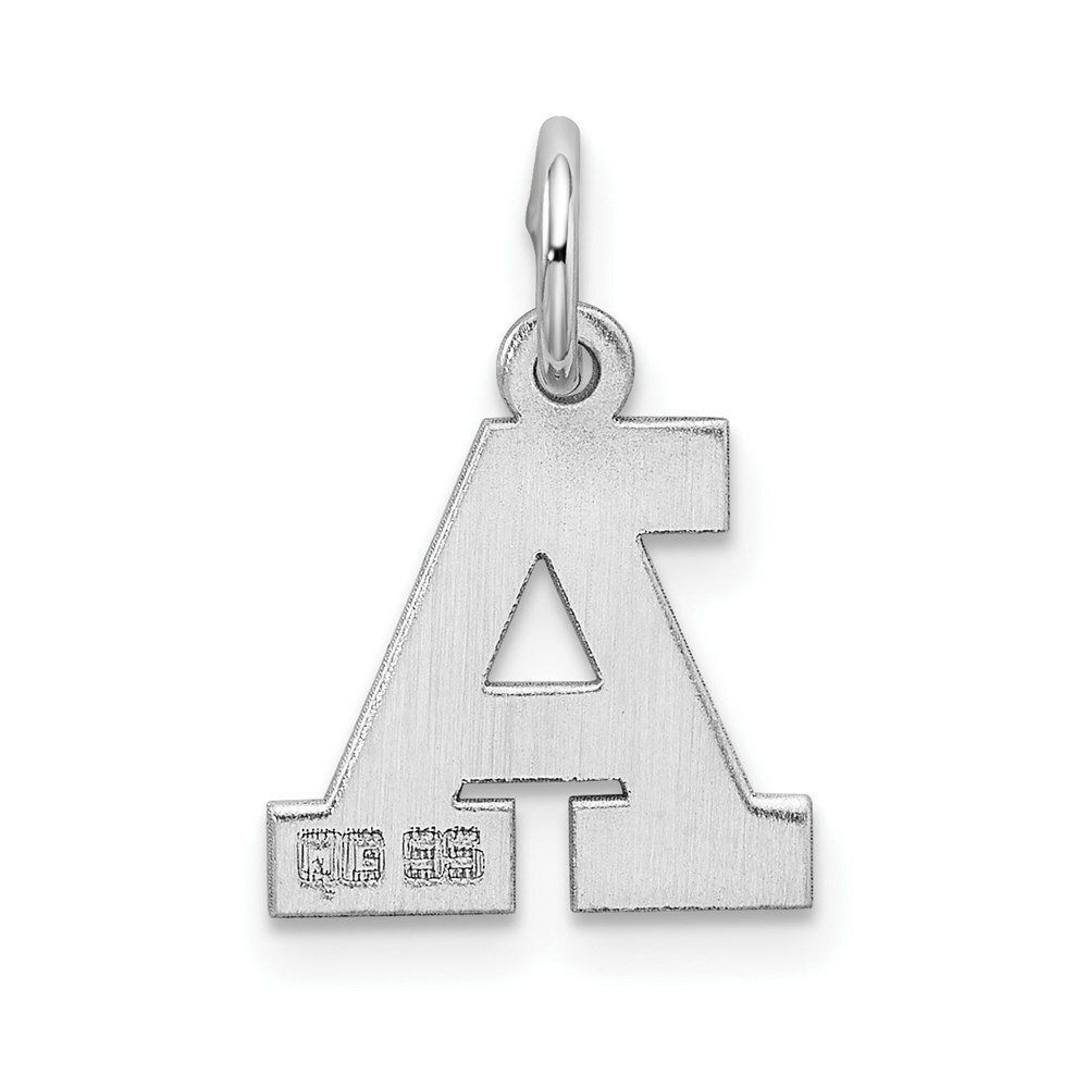 Sterling Silver Small Block Letter A Initial Charm Pendant 0.63″