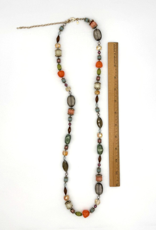 Premier Designs Necklace 36″- 40″ “Shades of Chic” Autumn Colors Original Box
