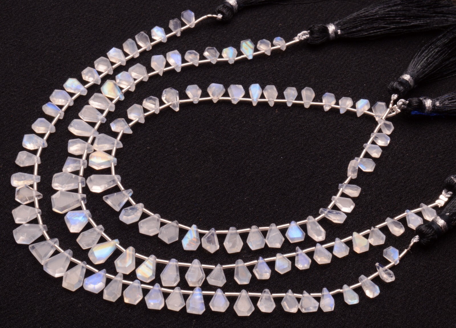 Blue Fire Rainbow Moonstone 5 to 9 mm Size Jewelry Making Beads 9″ Strand