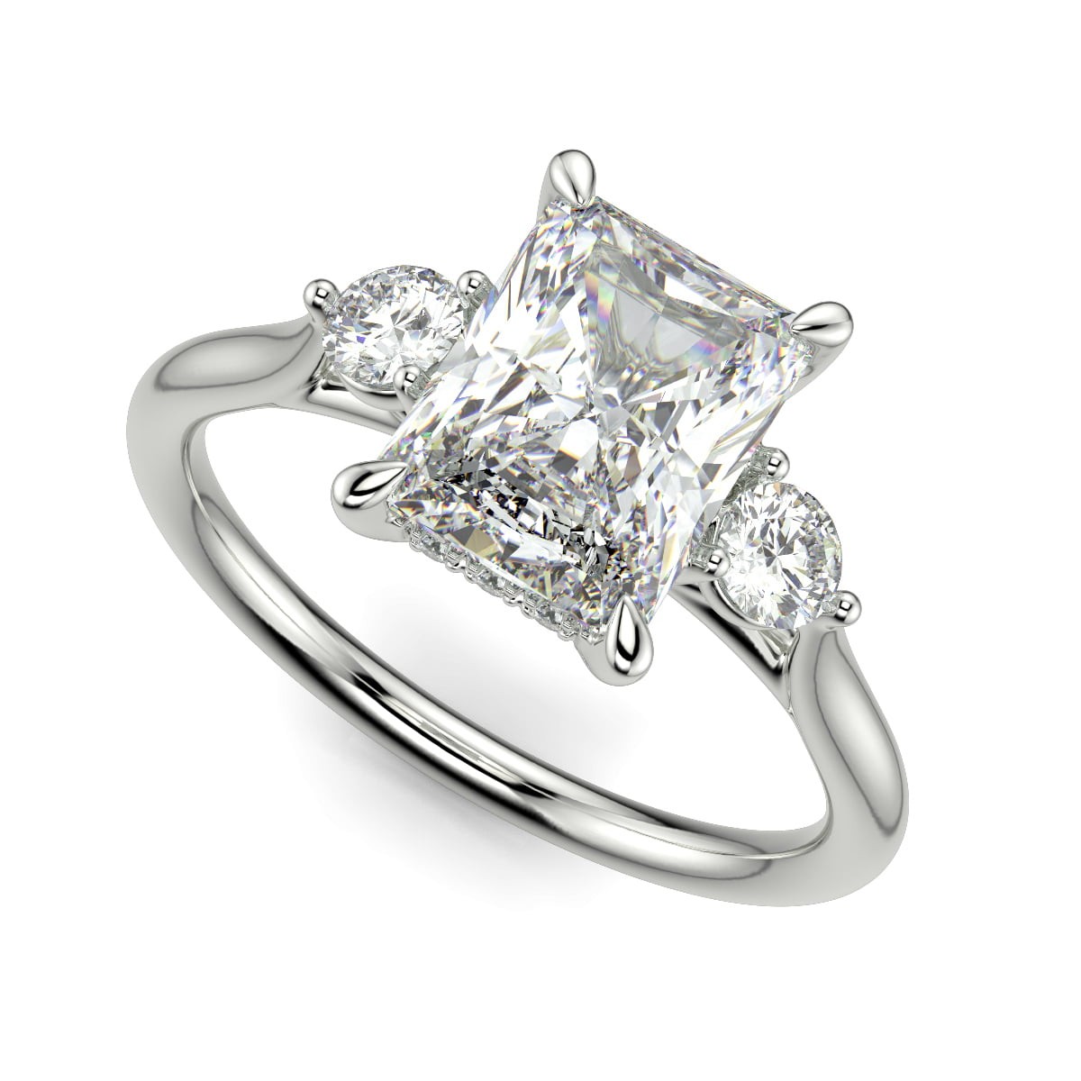 1.7 Ct Radiant Cut Diamond Engagement Ring SI1 E White Gold 14k