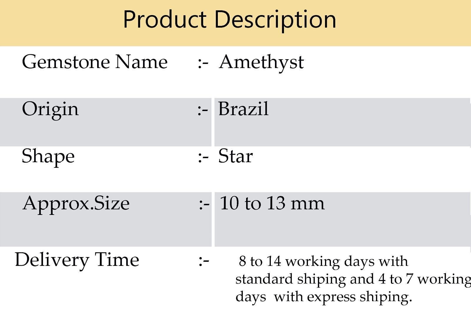 Natural Gem Purple Amethyst 10 to 13 mm Size Star Shape Beads 7″ Strand