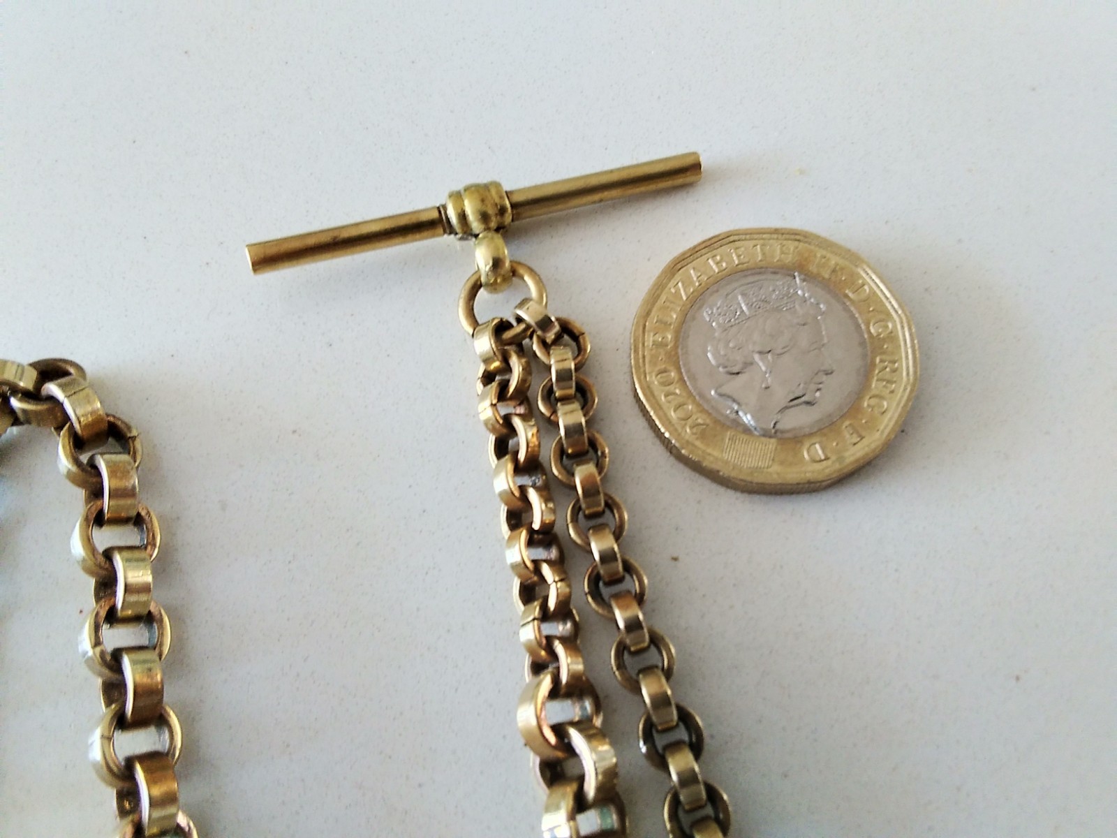 Antique Pocket Watch Chain Belcher Link yellow gold 34g L.B. CANADA