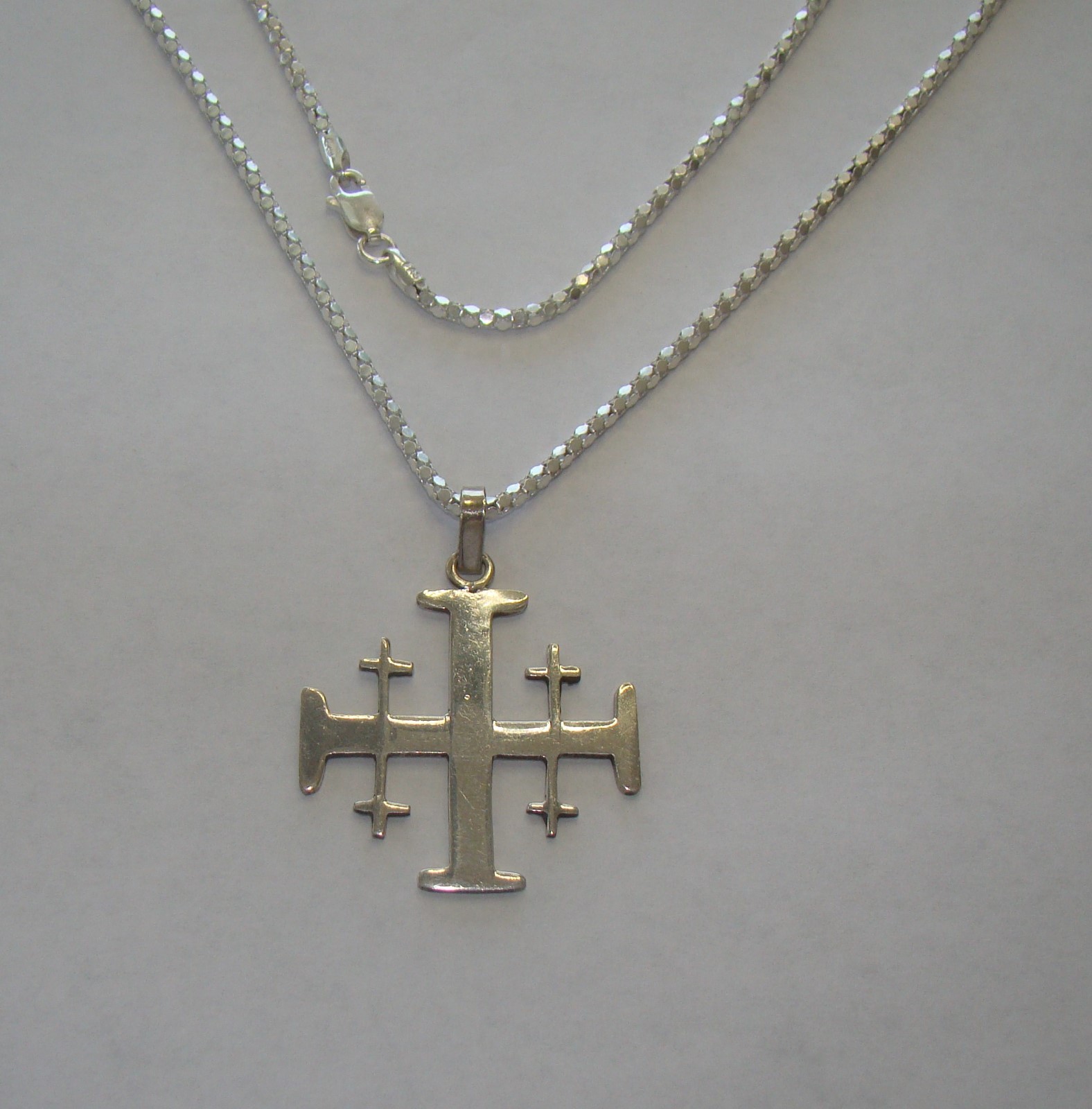 FAS Sterling 19.75″ Fancy Link Necklace W/Multi Cross Pendant, 9.54 Grams,#P684