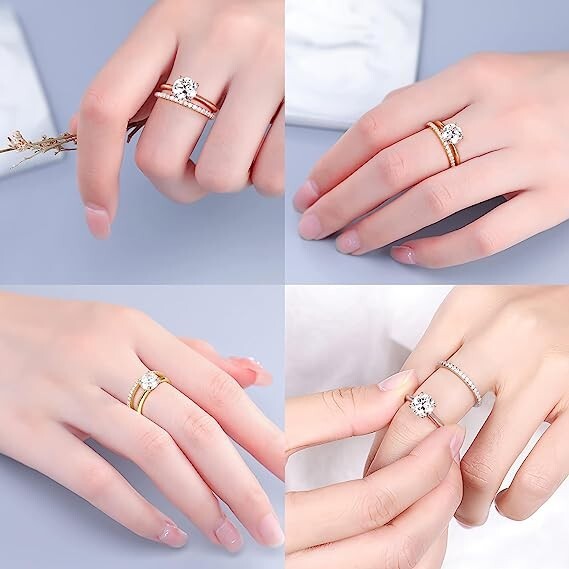 2CT Moissanite Engagement Rings For Women,  Round D Color (Not Real Diamond)