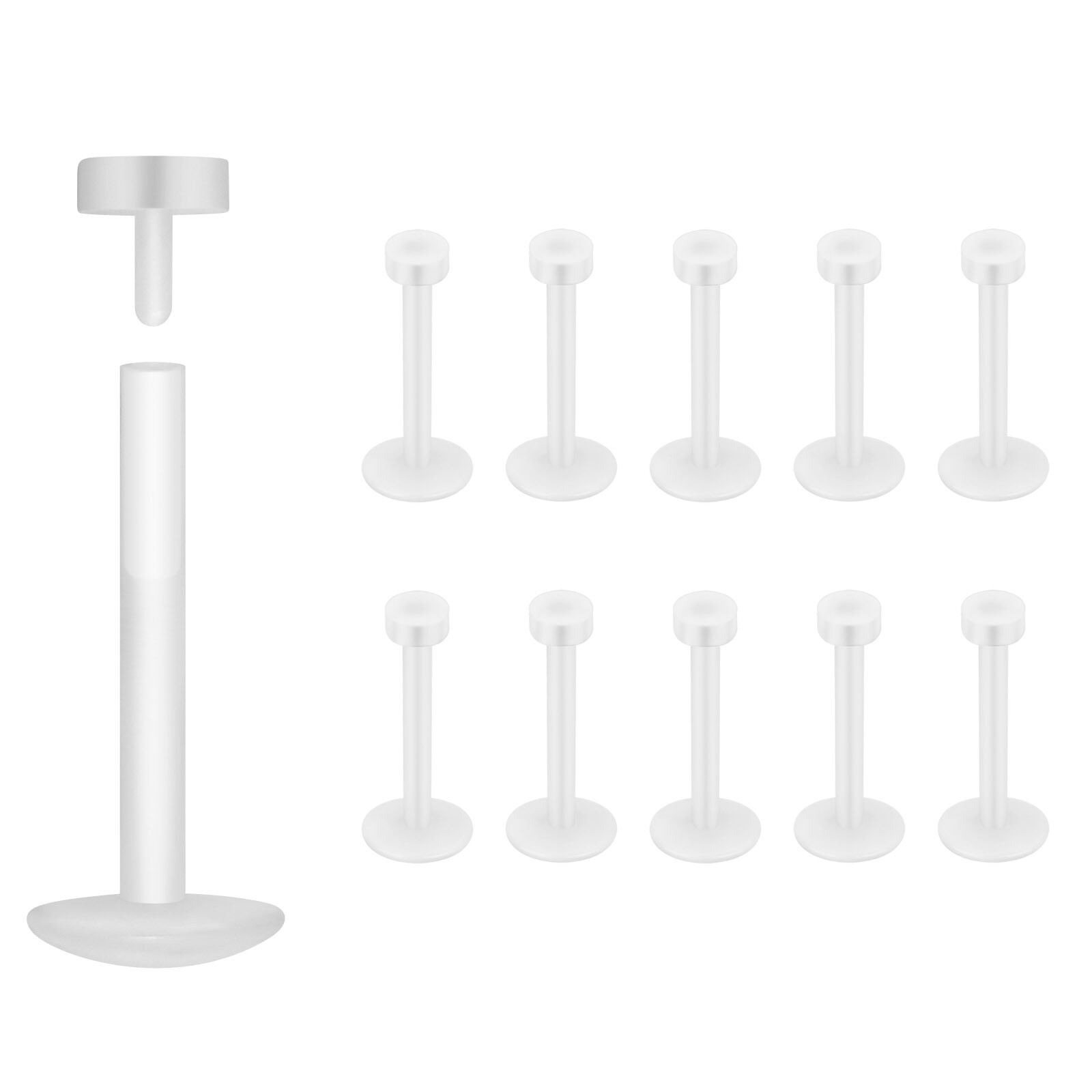 40PCS Silicone Lip Studs Push in Labret Nose Ring Helix Cartilage Earrings 16G