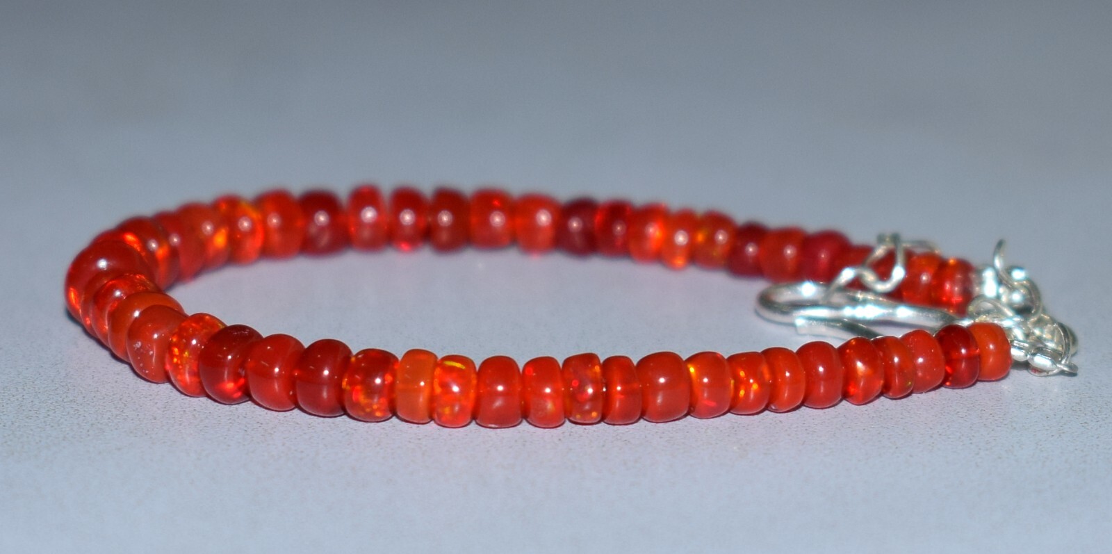 925 Sterling Silver Natural Ethiopian Opal Gemstone Beads 7″Bracelet F2110