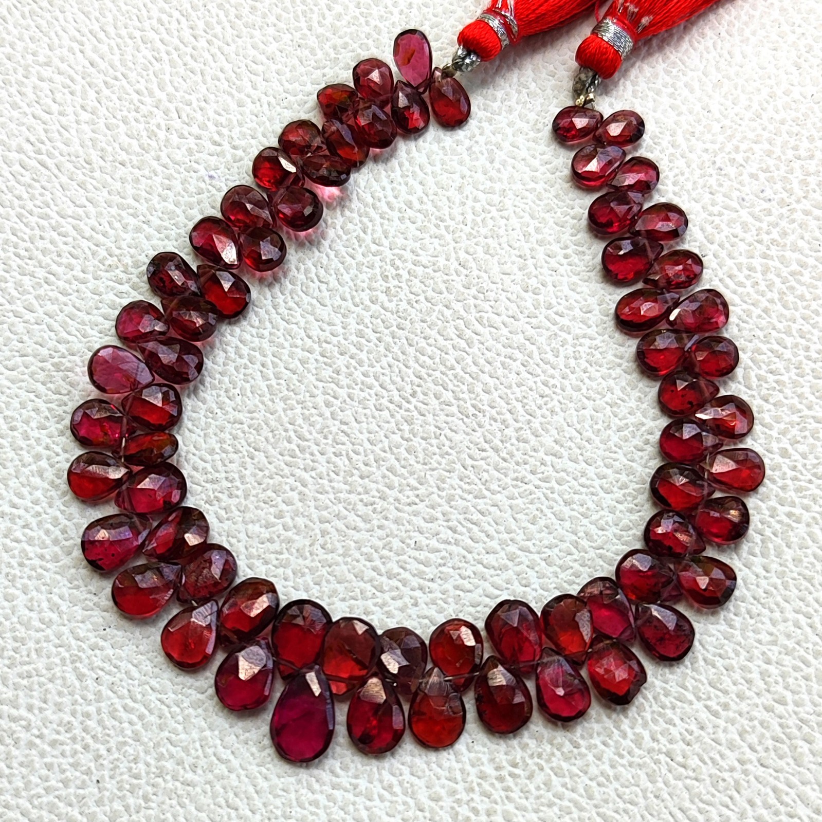 Mozambique Garnet Faceted Pear Gems Briolette Beads 7×5-8×6 mm Size 8″ Strand