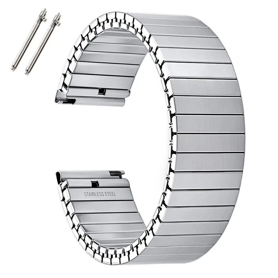 22mm Elastic Stainless Steel Watch Band Metal Stretch Expansion Springs Bracelet