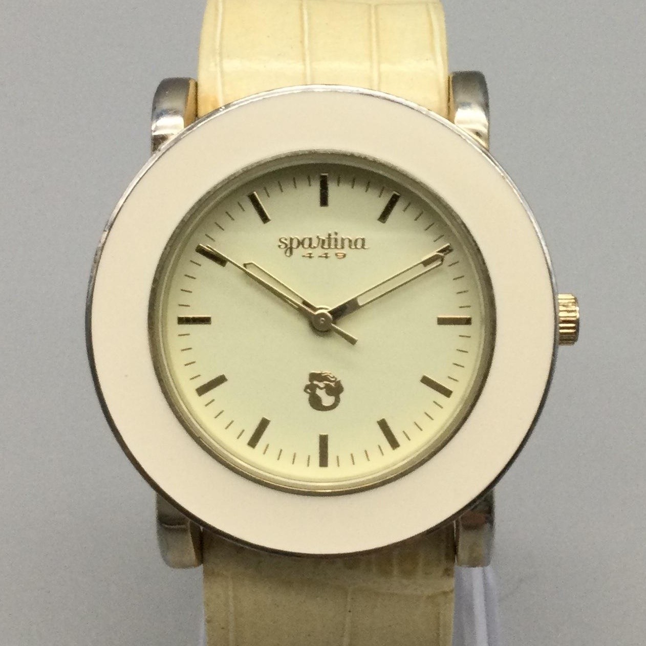 Spartina 449 Womens Watch 36mm Round Cream Dial Beige Leather Strap New Battery