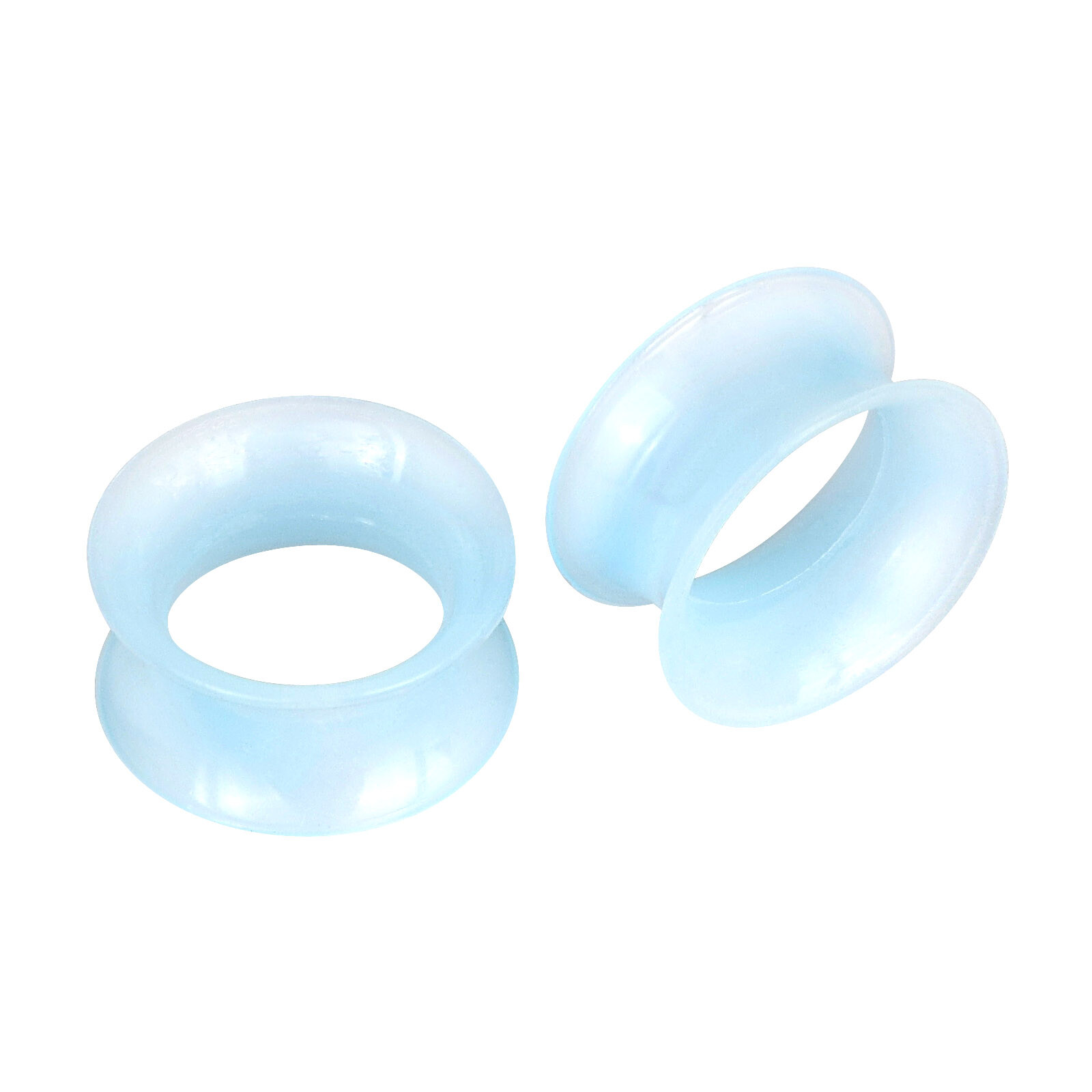 Pair of Thin Flexible Silicone Ear Skins Glow in the Dark/Glitter Flesh Tunnels