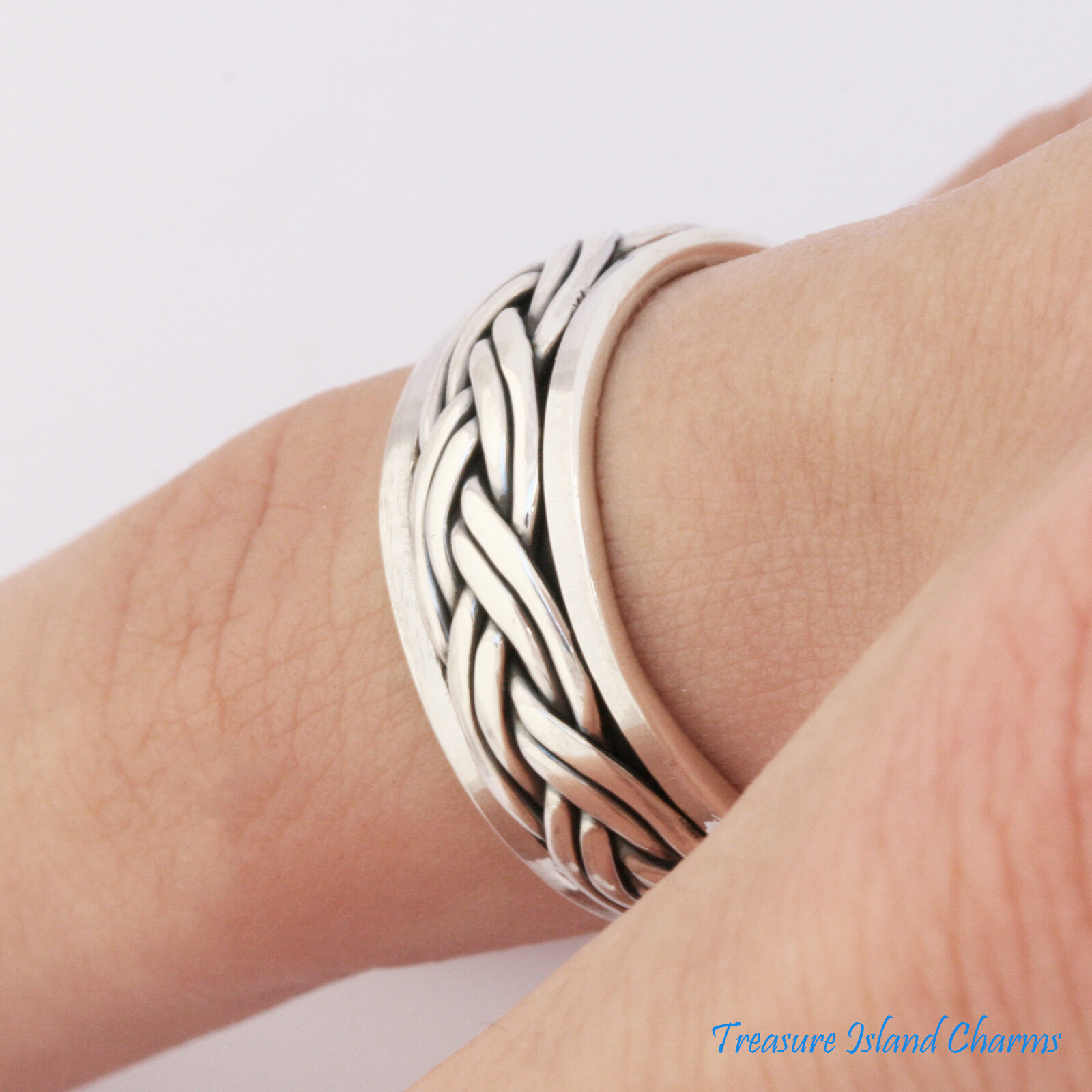 Celtic Weave Braid Spinner 925 Sterling Silver Ring Unisex 8mm Band Sizes 7-13