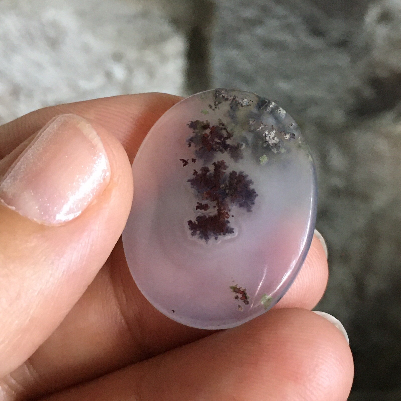 28×22.5×5.4mm Very Fune Dendrite Agate Oval Cabochon Loose Picture Stone