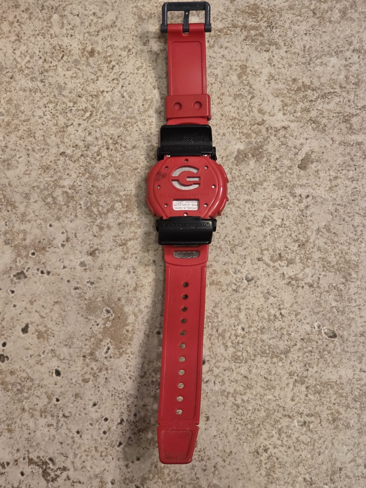 Casio G-Shock DW-003 1597 Watch Digital Black Red Round (WORKING) *PLEASE READ*