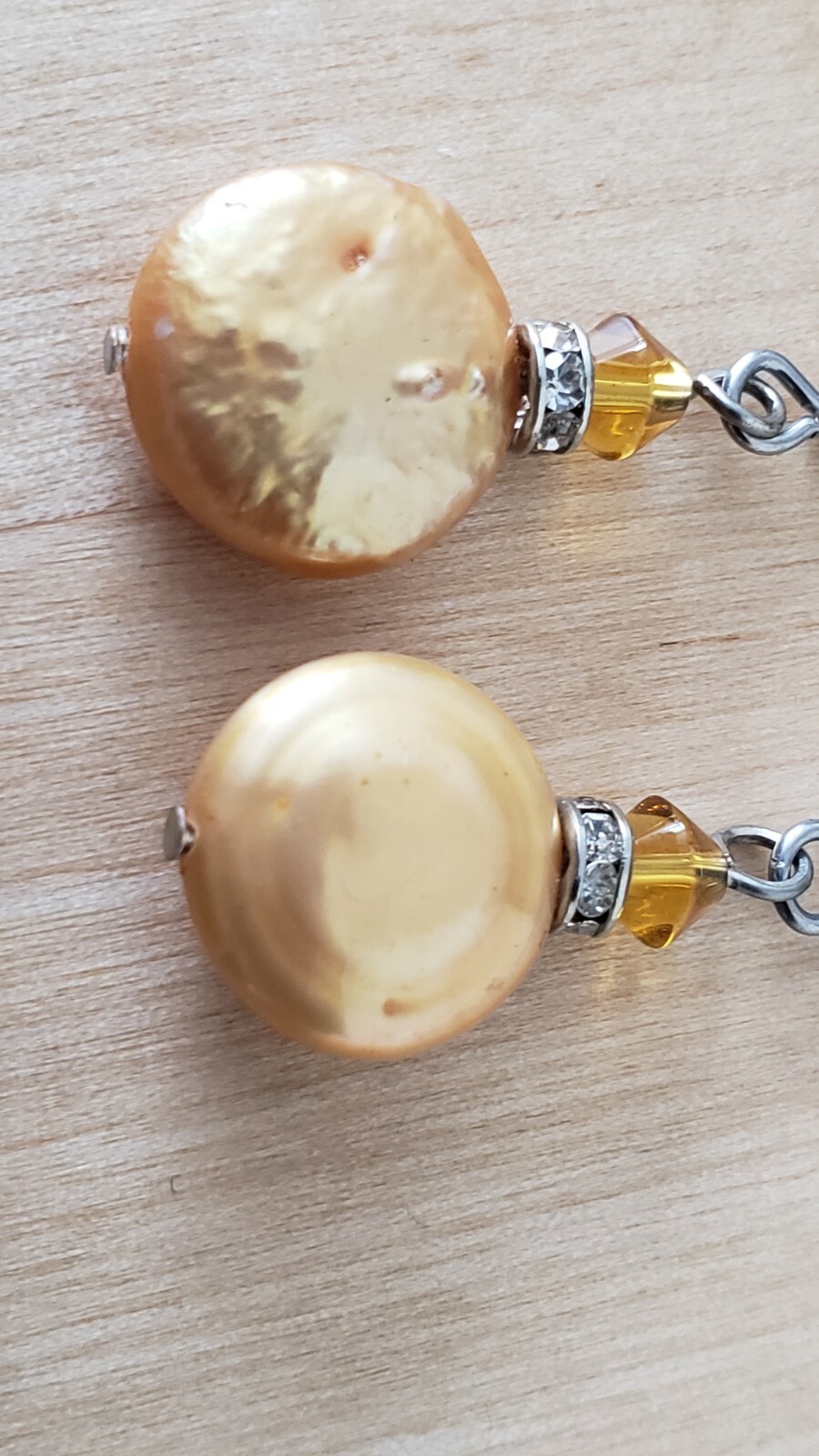 HAND CRAFTED, VINTAGE EARRINGS , Genuine PEARL 1.5″ long -12 mm , made in USA