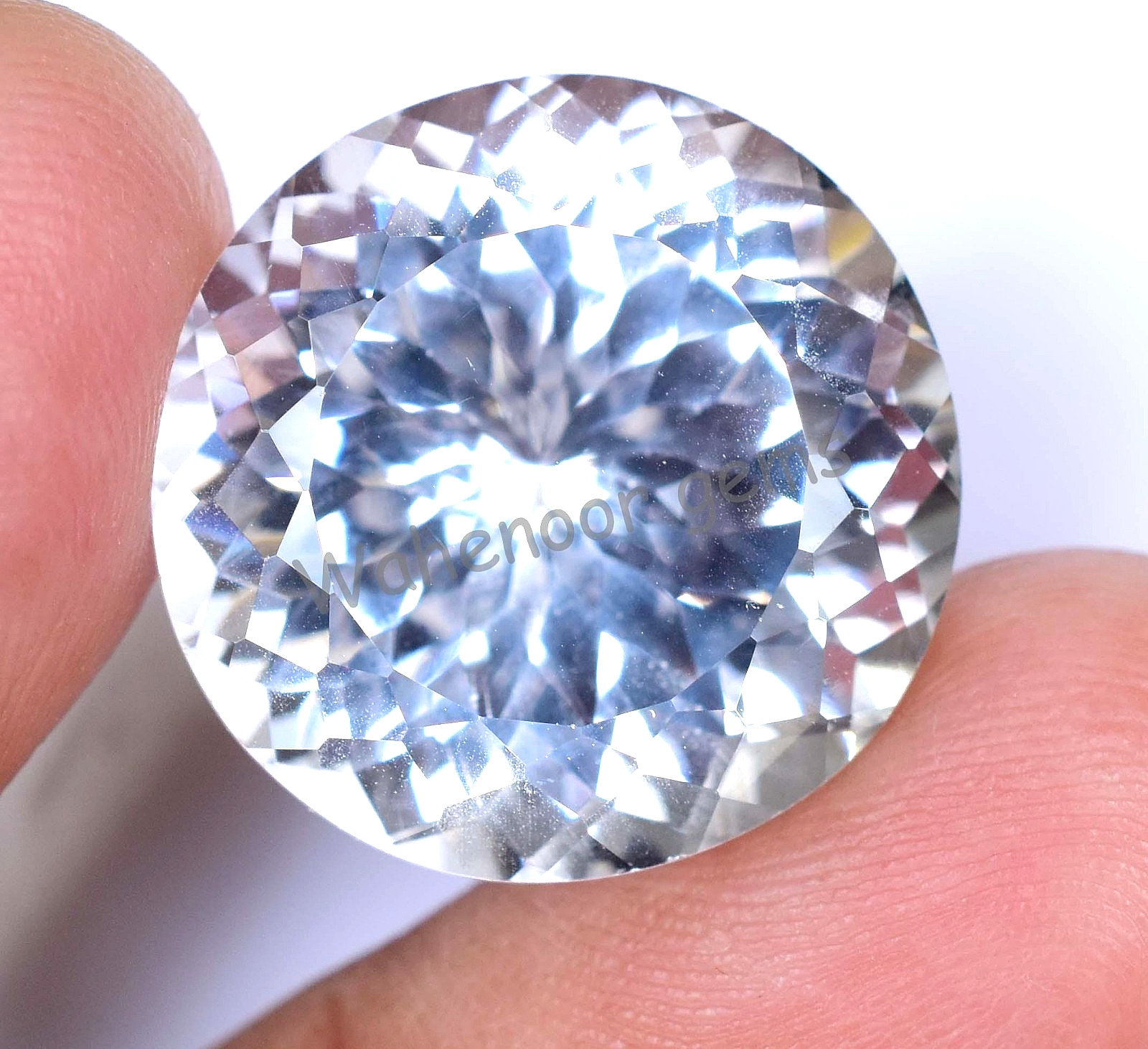 FLAWLESS Natural White Sapphire 34.40 Ct Round Extremely Rare Certified Gemstone