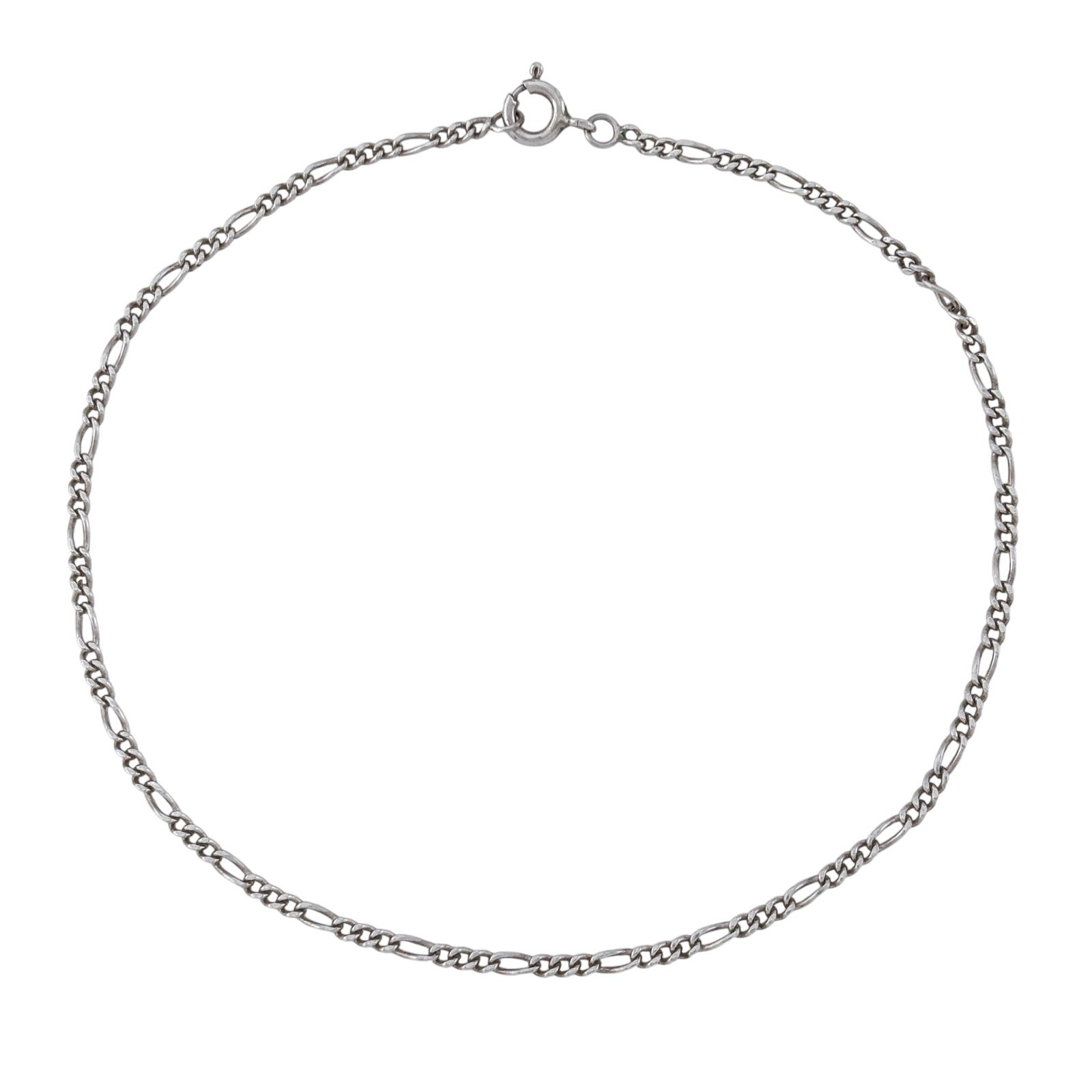 Vintage Sterling Silver 925 Figaro Chain Anklet 10″