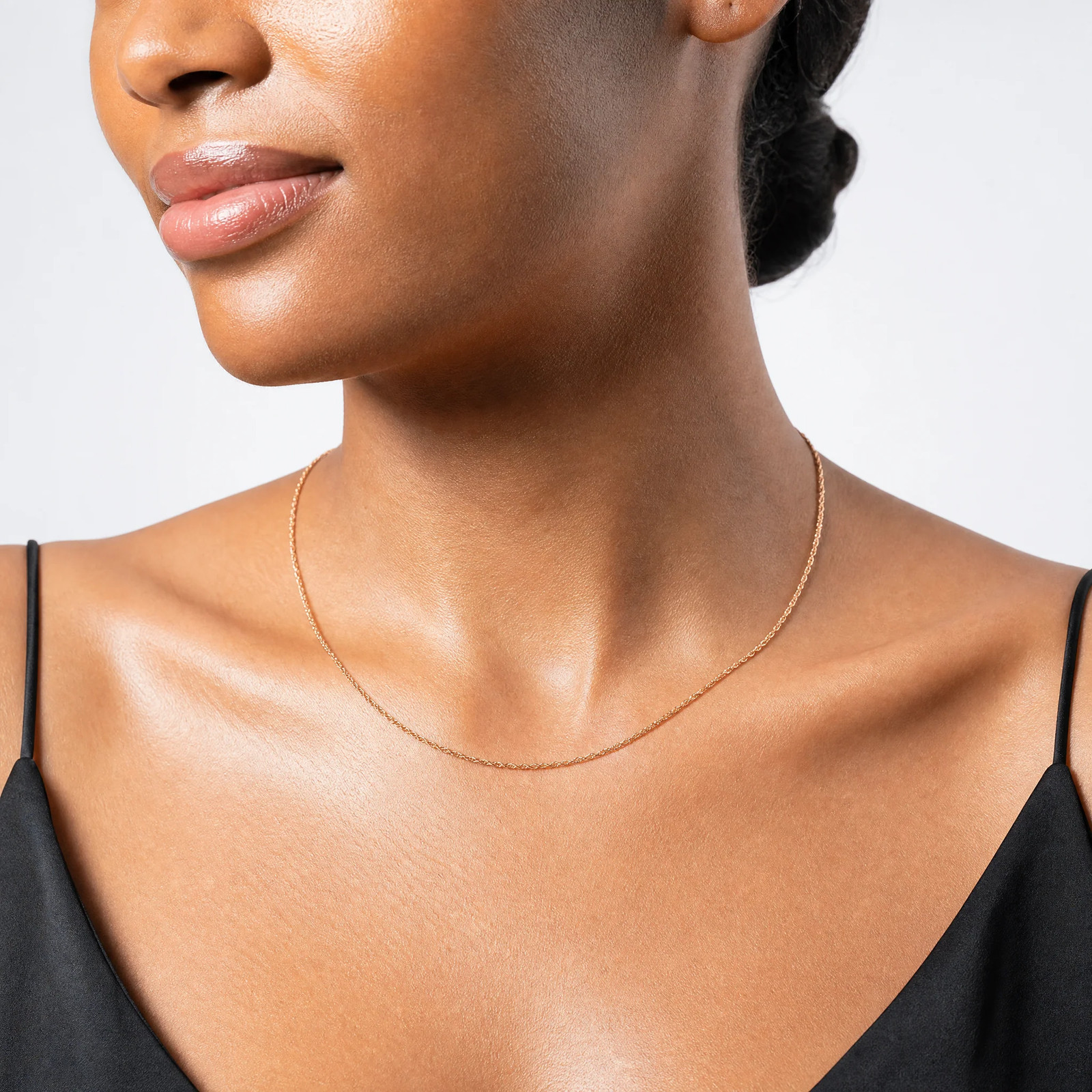 14K Rose Gold 1.15mm Carded Cable Rope Chain Necklace 16″-24″