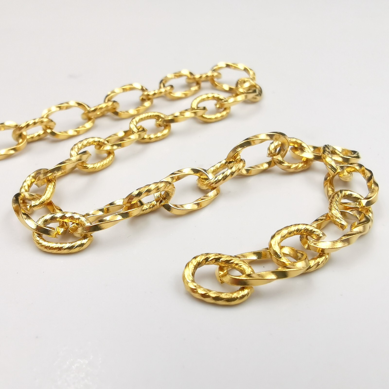 7mm 24” Gold-plated Women Mens Necklace Stainless Steel Strong Oval Chain Cool