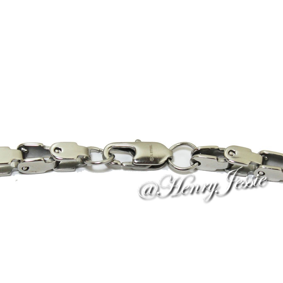 24″MEN 316L Stainless Steel 5mm Silver Bike Box Link Chain Necklace Bracelet
