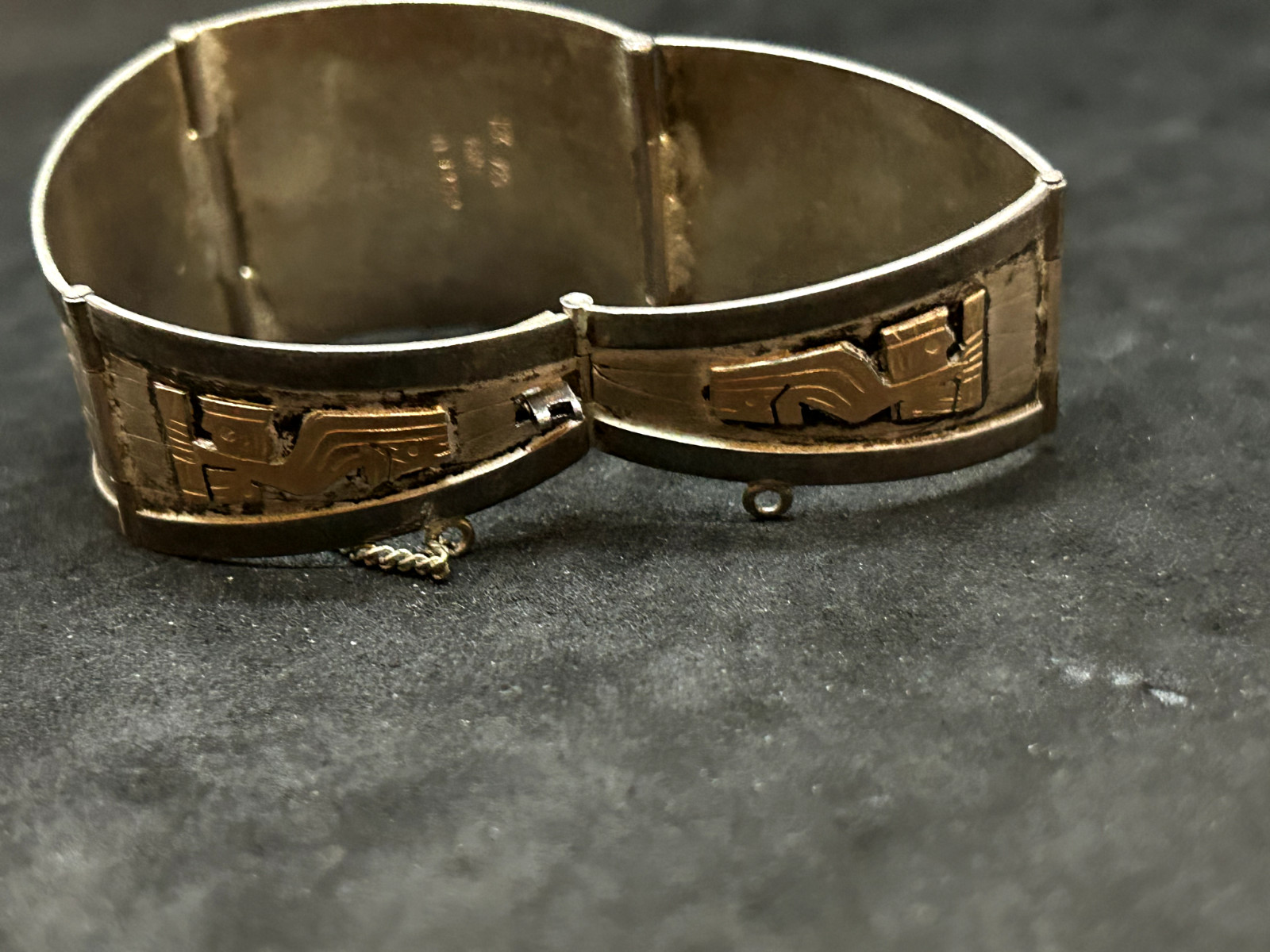 18K Gold 925 Sterling Peruvian Handmade Bracelet 7in – 30.0g